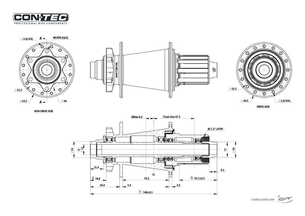 Contec achternaaf m.core db ct cassette-hr-hub m.co re db 32l.148mm boost hg