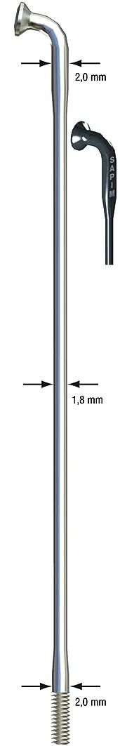Sapim spaak 14-286l race rvs zwart zonder nippel (100st)