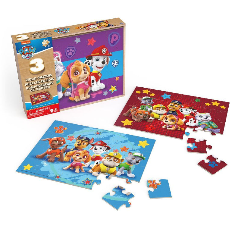 Paw patrol 3in1 houten puzzel in doosje 3x24 stukjes
