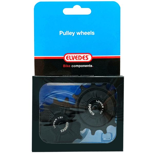 Elvedes set derailleurwieltjes 2x13T 12V afgedicht zwart