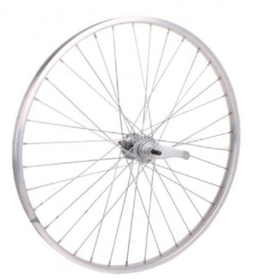 Shimano achterwiel 28 sp. alu spaak 13 basic zilver remnaaf