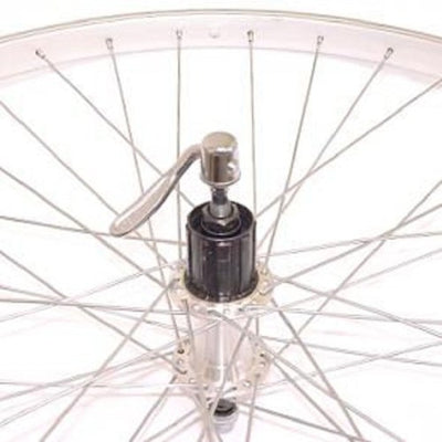 Sunrace achterwiel 28 sp. alu spaak 13 trek basic zilver cassettenaaf 8v uitval