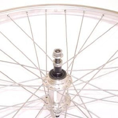 Sunrace achterwiel 28 sp. alu spaak 13 trek basic zilver alu naaf v.as 7v