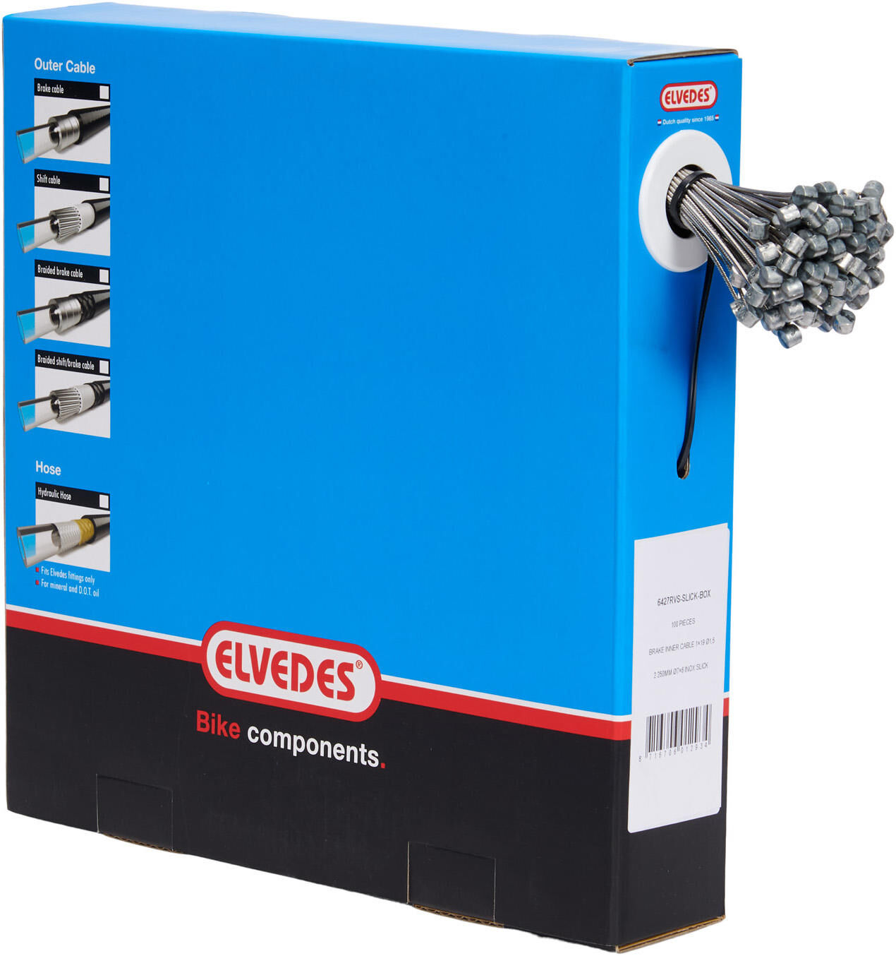 Rem binnenkabels Elvedes 2250mm RVS Slick Ø1,5mm T-nippel (100 stuks)