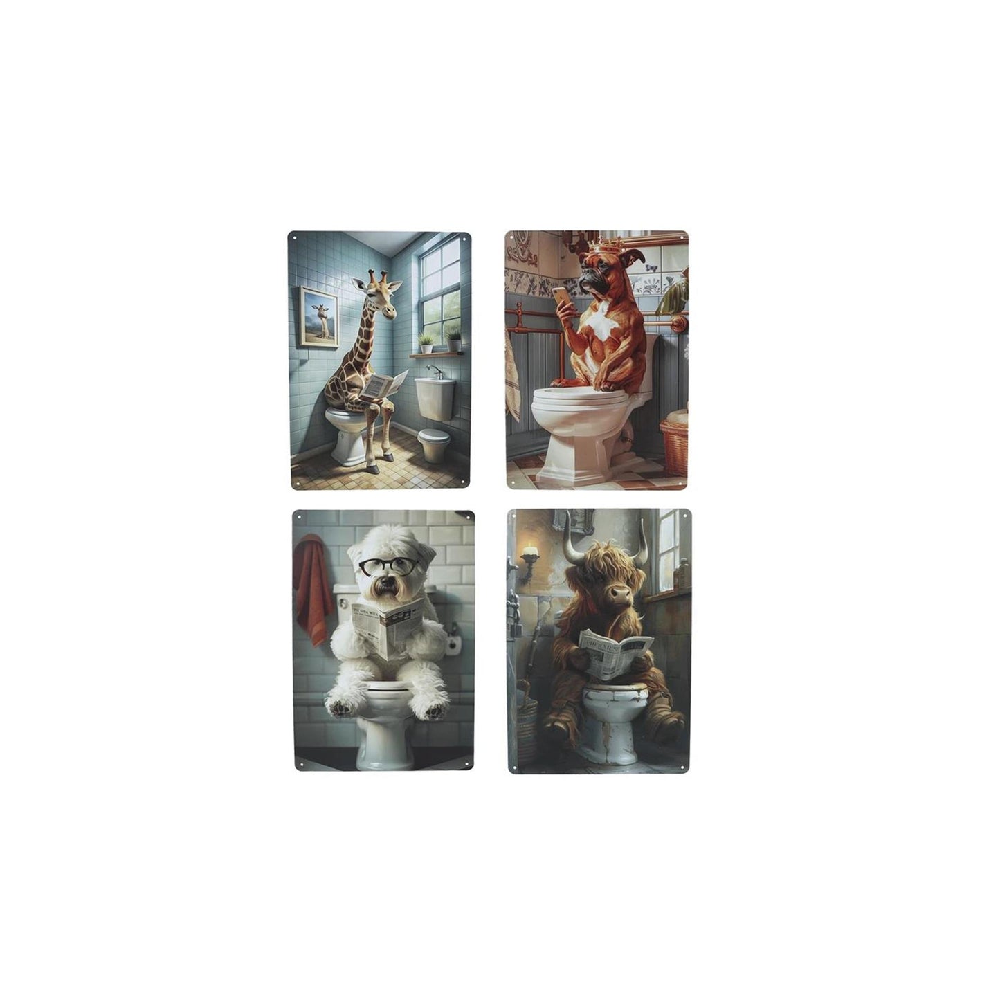Wandbord animals toilet metaal 20x30x0,5cm
