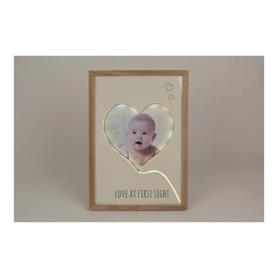 Fotolijst love first sight m led beige l.bruin hout 28x40x2cm