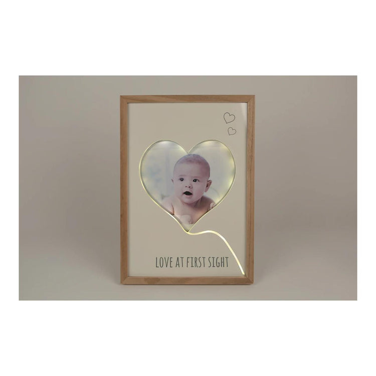 Fotolijst love first sight m led beige l.bruin hout 28x40x2cm