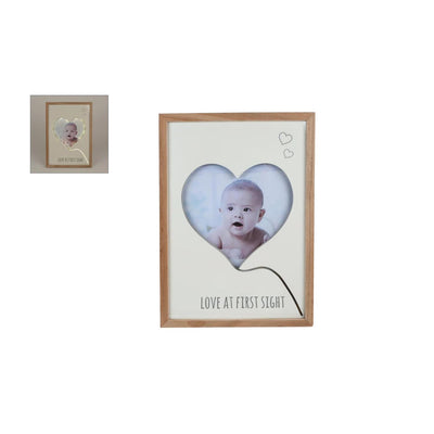 Fotolijst love first sight m led beige l.bruin hout 28x40x2cm