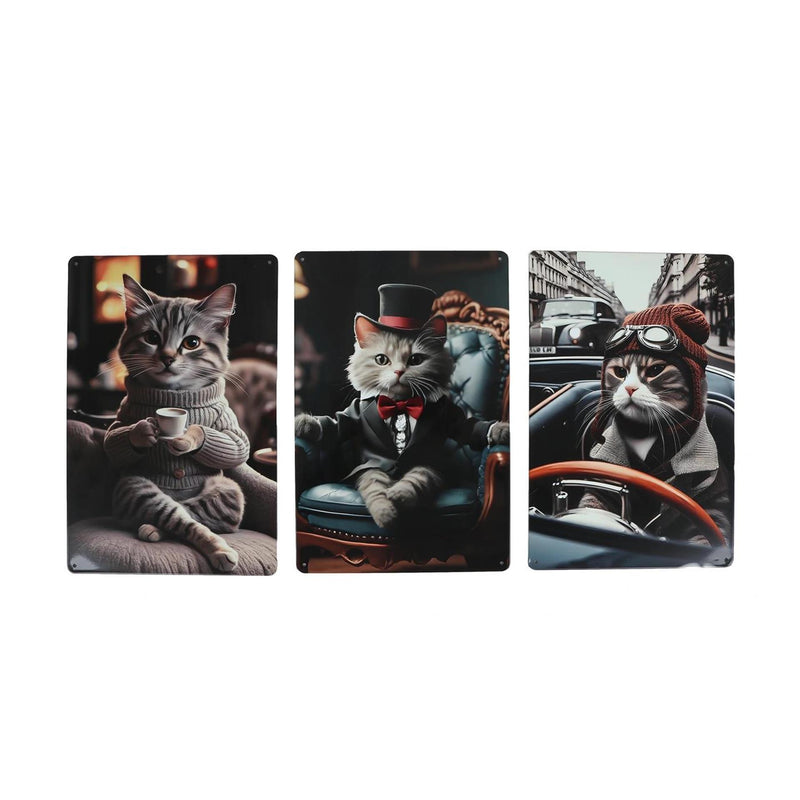 Wandbord gentlemen kat metaal 20x30cm