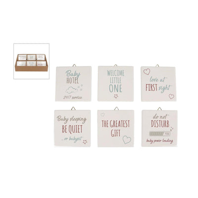 Home styling tegeltje baby met tekst 10x10x0,7cm