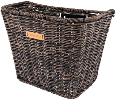 Basil Bremen Rattan Look FM - fietsmand - voorop - inclusief Basil FM stuurpenhouder - bruin