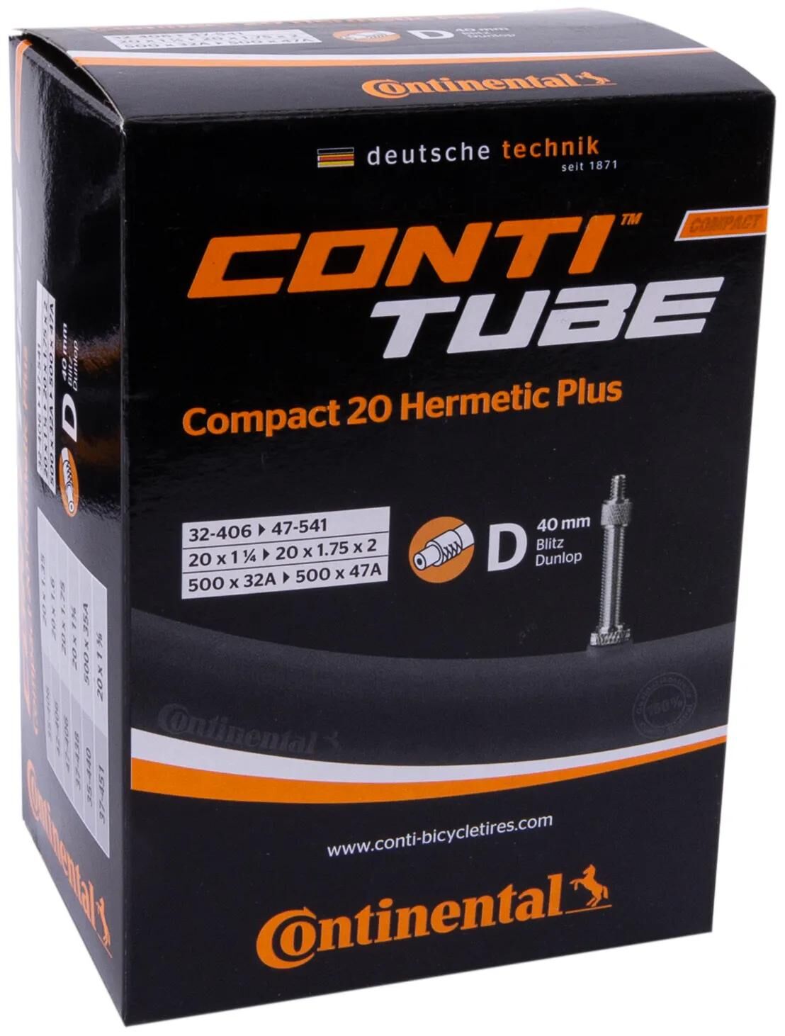 Continental binnenband compact 20 hermetic plus tube conti compact 20 herm.plus dv 40mm