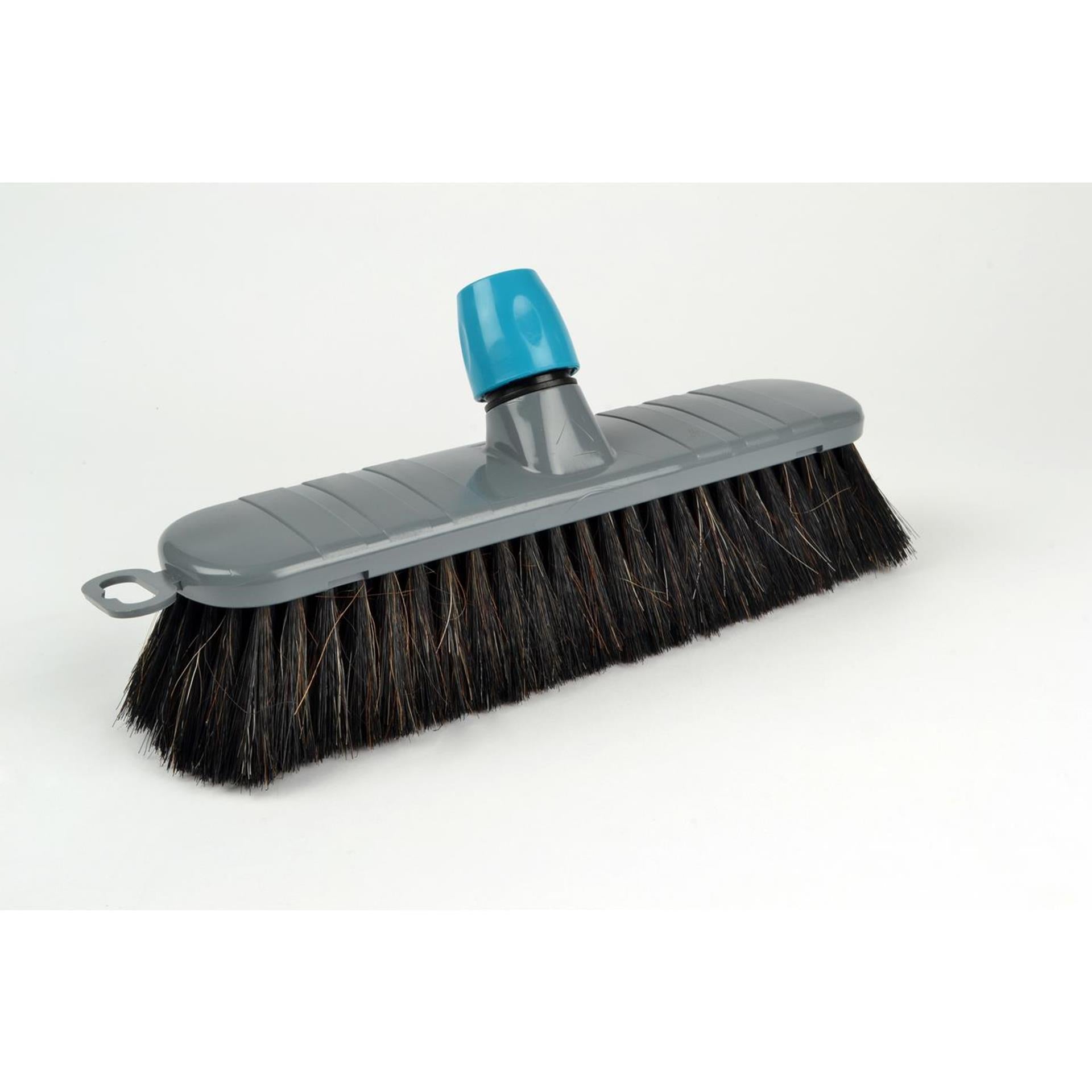 Linea zaalbezem zwart haarmix 30cm kunststof met steelhouder
