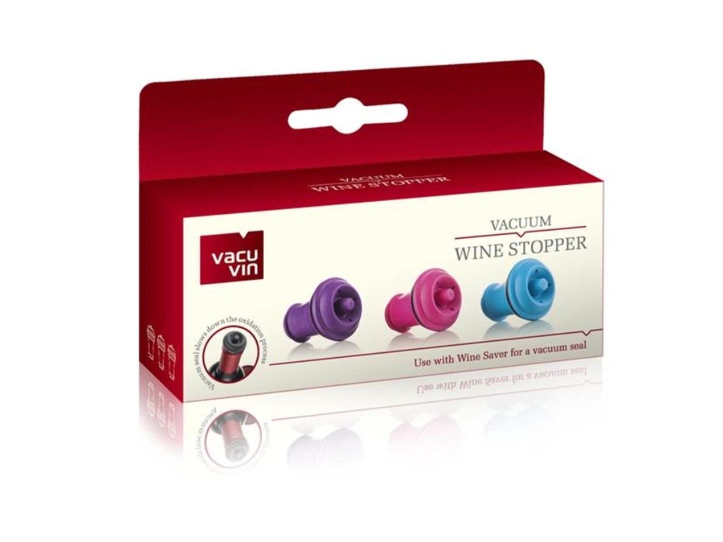 Vacu vin winestopper set van 3 gekleurde wijnstoppers