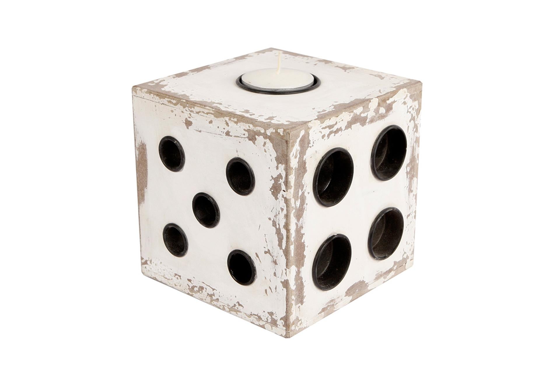 Cosydecor waxinelichthouder dobbelsteen 17x17x17cm