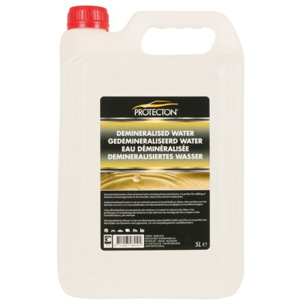 Protecton gedemineraliseerd water - voor accu’s, stoomstrijkijzers en luchtbevochtigers - vrij van zouten - veroorzaakt geen kalkaanslag - 5 liter
