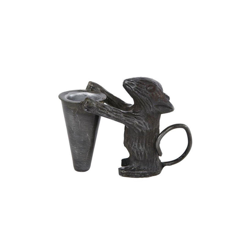 Kandelaar mouse metaal 9,5x4,5x7cm antiek grijs