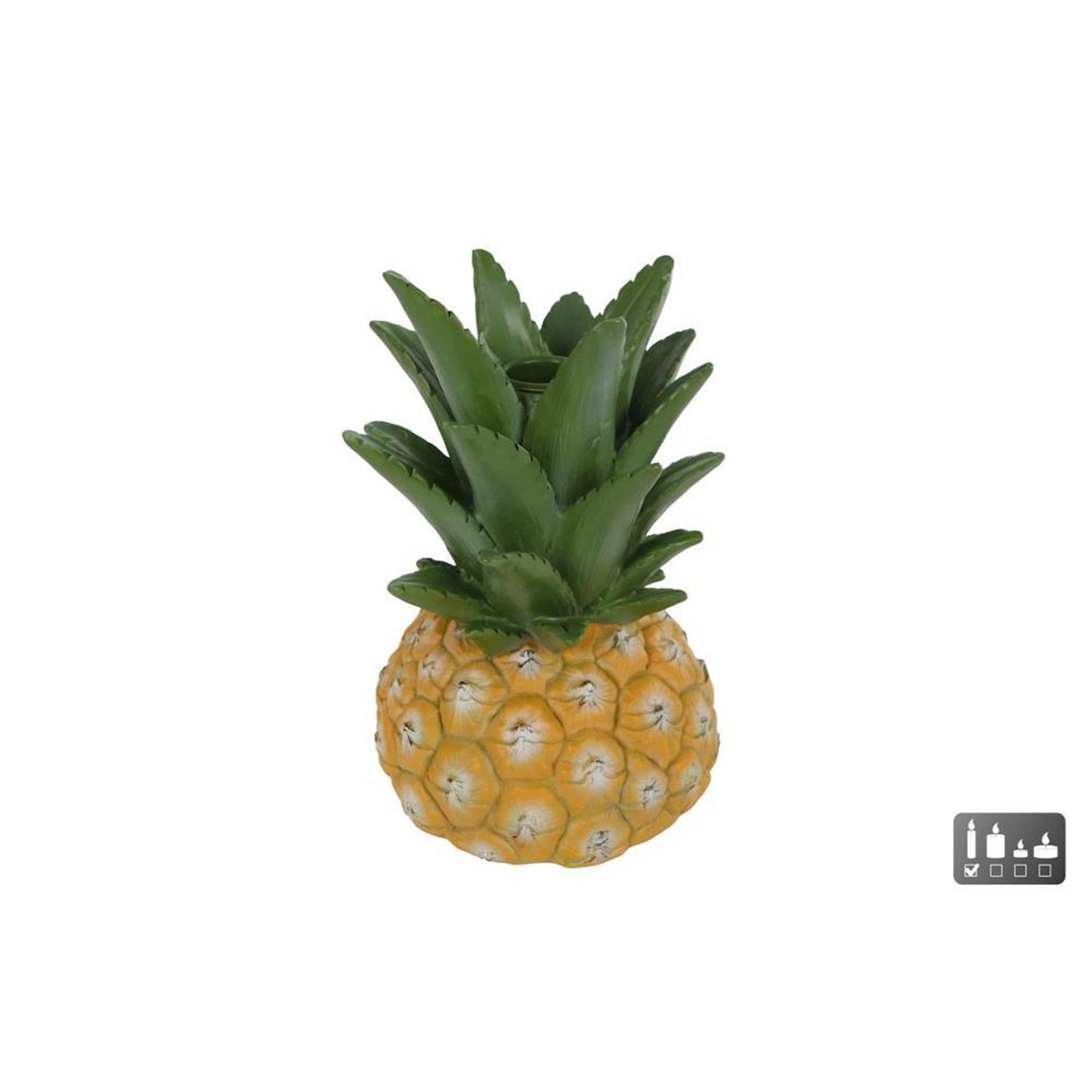 Cosydecor kandelaar ananas polystone 12x12x18cm geel groen