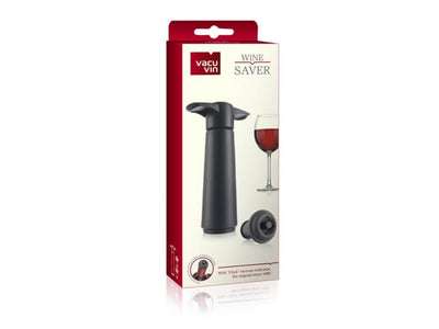 Vacu vin wine saver zwart met 2 doppen