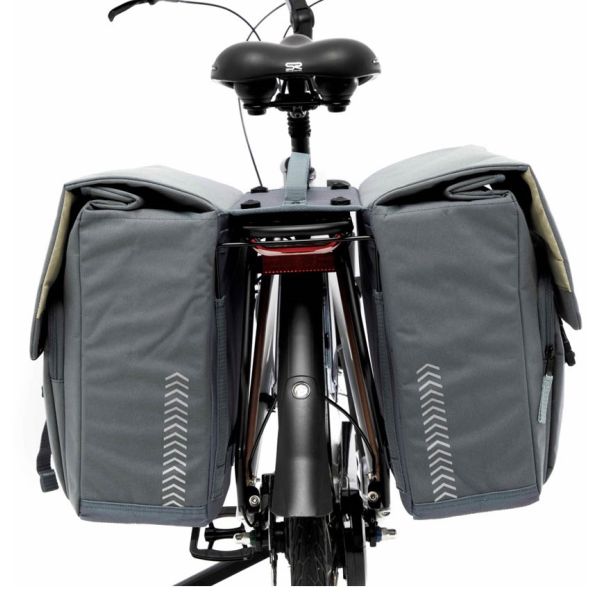 Burgers - new looxs new looxs ® tulum double mik - dubbele fietstas - 100% gerecycled polyester - geschikt voor elektrische fietsen - voor mik-bagagedrager - afneembare fietstas - 32 liter - zwart