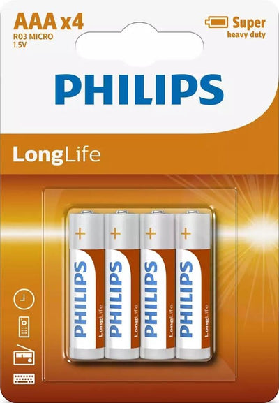 Philips r03 longlife aaa batterij 4 stuks