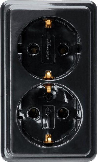 Enzo kopp zwart opbouw stopcontact ra dubbel - 4626110