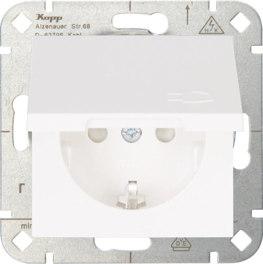 Enzo kopp hk07 pure mat wit inbouw stopcontact ra met deksel + kinderbeveiliging - 4624150
