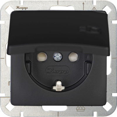 Enzo kopp hk05 mat zwart inbouw stopcontact ra met deksel - 4621710