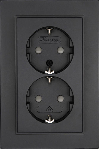 Enzo kopp hk07 antraciet inbouw stopcontact ra dubbel + kinderbeveiliging - 4623115