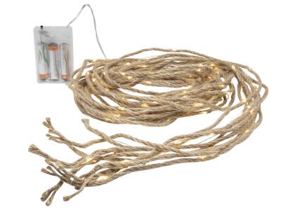 Enzo jute touw 8x2meter op batterij 160 led lampjes - 5510134