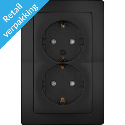 Enzo kopp paris mat zwart inbouw stopcontact ra dubbel - 4625320