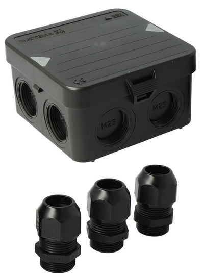 Enzo kabeldoos attema ak1 | + 3 wartels m25 ip65 zwart - 4034023