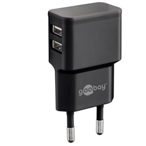 Enzo goobay usb lader haaks dubbel 2,4a zwart - 9550140