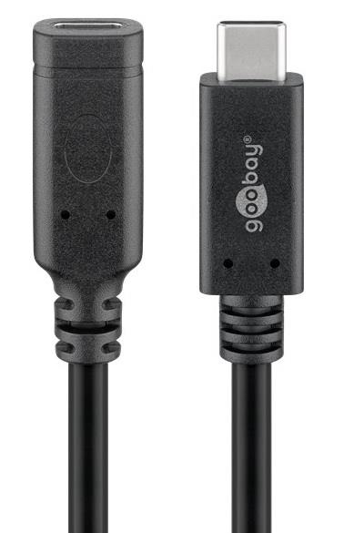 Enzo goobay usb-c male - usb-c female verlengkabel | 1m zwart - 9550230