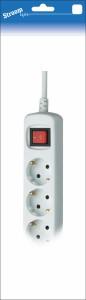 Stroomlijn tcd ra | 6-voudig | 3m snoer | wit | met schakelaar | 3x1qmm | max. 2500w - 66720121