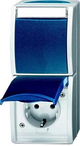 Busch jaeger swd opbouw combinatie ra wissel verticaal blauw - 4696030