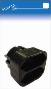Randaarde stekkeradapter 2 x euro zwart - 6675890