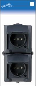 Kopp swd opbouw stopcontact ra dubbel verticaal antraciet - 6628230