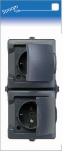 Kopp swd opbouw stopcontact ra dubbel horizontaal antraciet - 6628240
