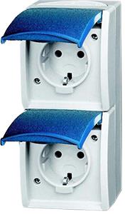 Busch jaeger swd opbouw stopcontact ra dubbel verticaal blauw - 4696020