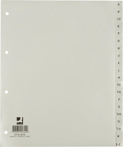 Q-connect alfabetische tabbladen, a4, pp, 20 tabs, grijs