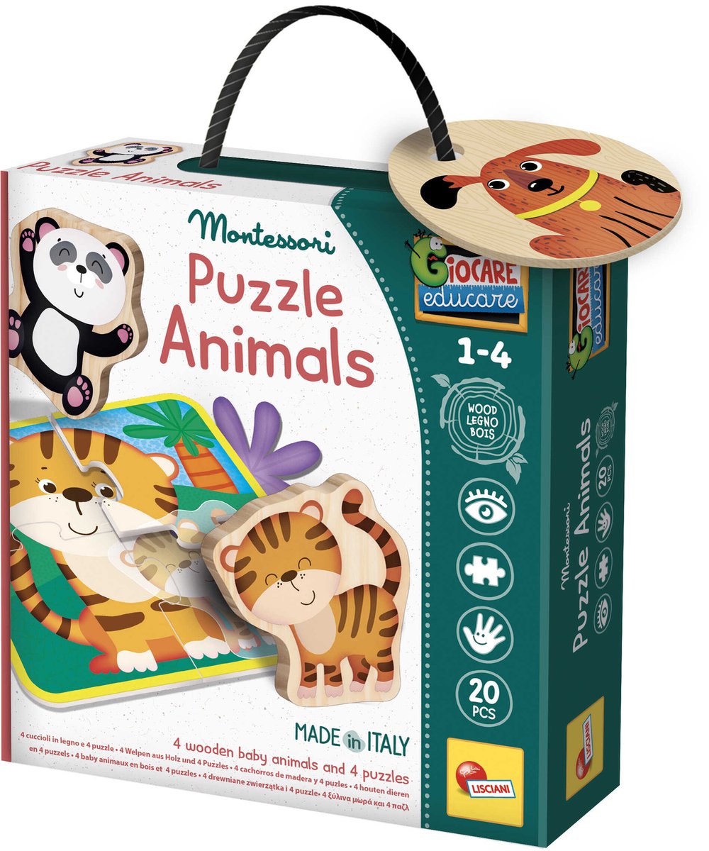 Lisciani - montessori baby - houten puzzel animals
