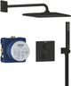 Grohe precision inbouwdouche - met thermostaatkraan - vitalio rain mono 310 hoofddouche cube (1 straalsoort) vitalio joy cube stick handdouche (1 straalsoort) - vierkant design - matte black