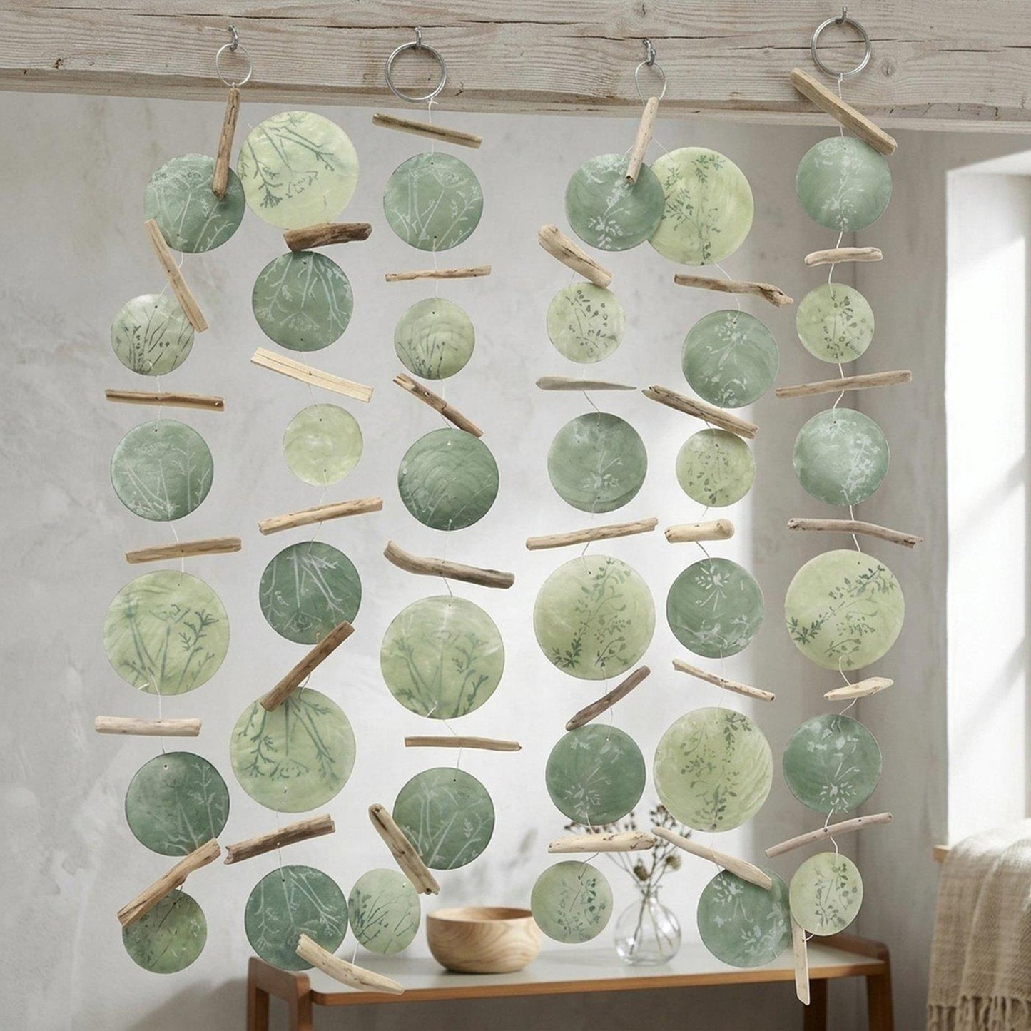 Boltze home guirlande capiz fine 180cm groen