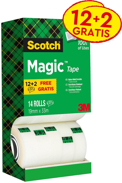 Scotch value pack: 12 x ® magic™ tape, kartonnen toren, 19 mm x 33 m + 2 rol gratis