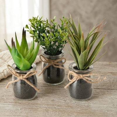 Boltze home sukkulente in pot ã˜10x17cm kunstplant in glazen potje