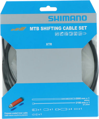 Shimano xtr mtb schakelkabelset – polymercoating – 2100 2000 mm – rvs – zwart