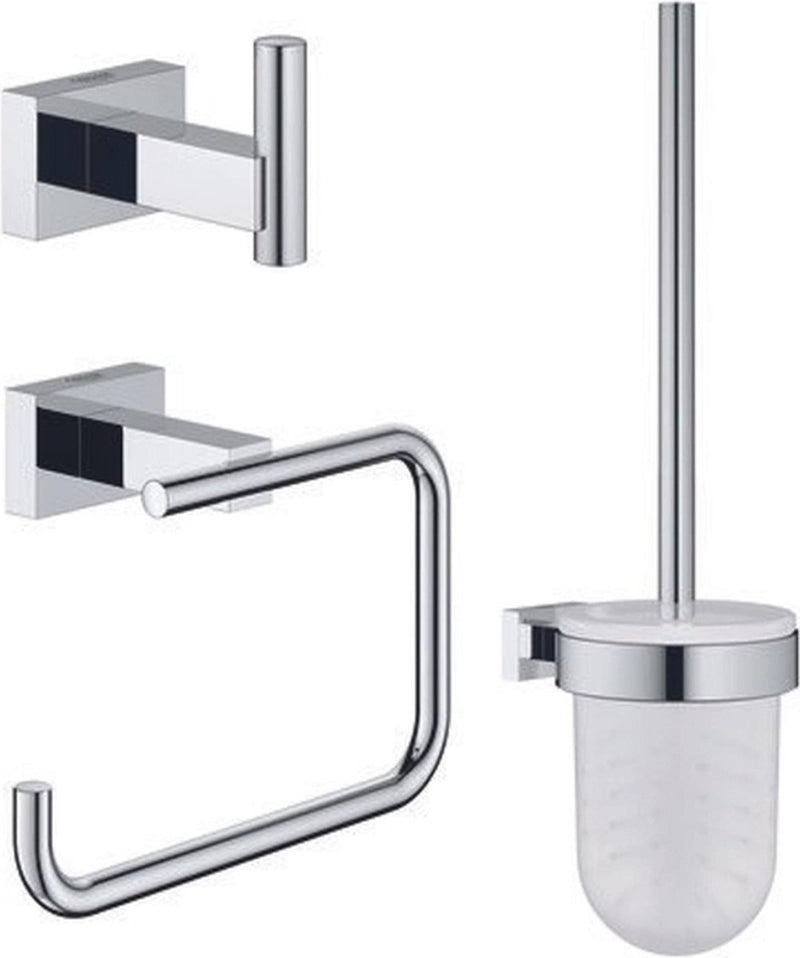 Grohe essentials cube accessoireset - toiletrolhouder - toiletborstelset - handdoekhaak - chroom