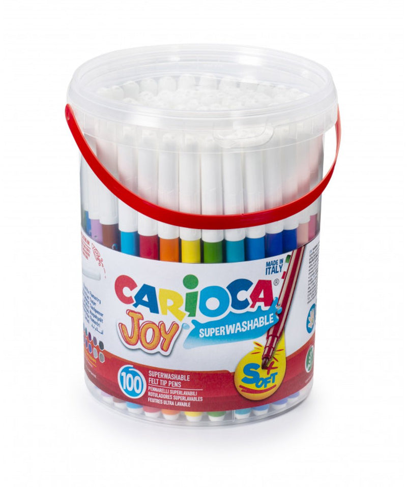 Carioca joy stiften - 100 stuks in pot - maxi-punt 6 mm - afwasbaar - kleurstiften voor kinderen