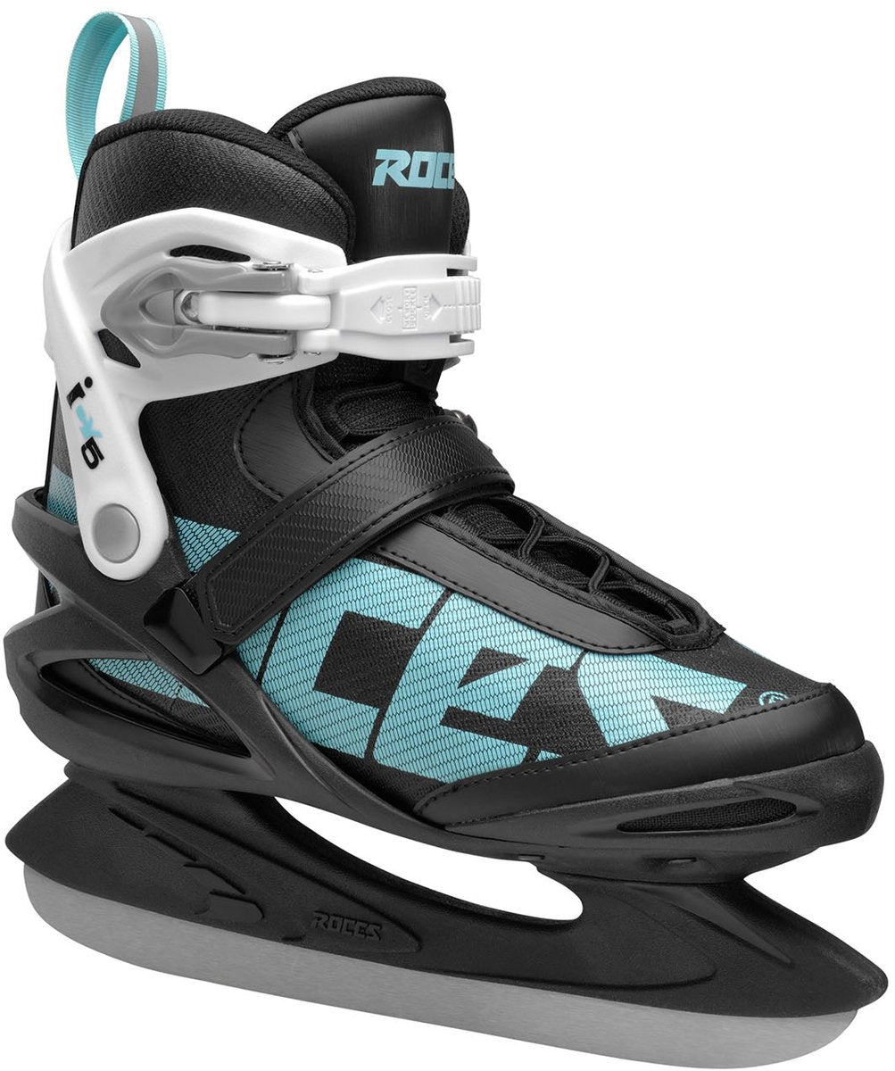 Roces – icy 5 – ijshockeyschaatsen – schaatsen dames – zwart blauw – thermo fit voering verstevigde enkelsteun – maat eu 37